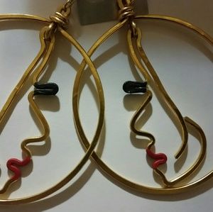 Gold Hoop Lady Face Earrings